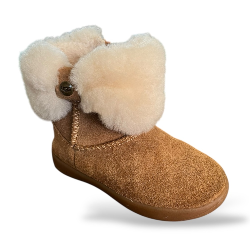 UGG Chestnut Suede Shearling Cuffed Toddler Boots, 6